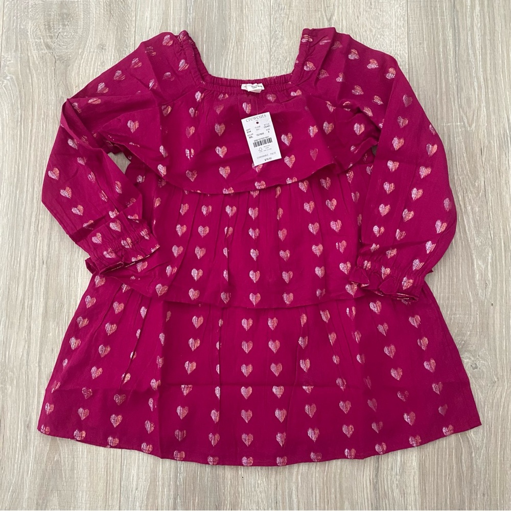 JCrew Crewcuts Girl's Shimmer Tiered Hearts Dress Sz 6